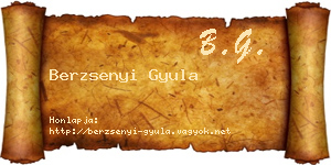 Berzsenyi Gyula névjegykártya